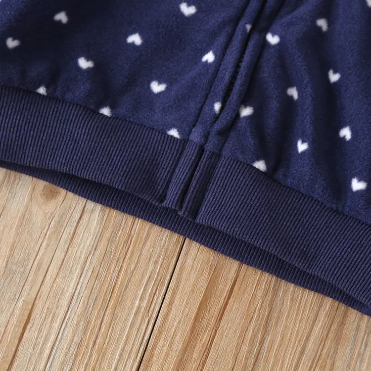 Heart-shaped Print Hooded Zipper Jackets Girls Long Sleeve Warm Outwear Kids Clothes Baby Bumpity Boo