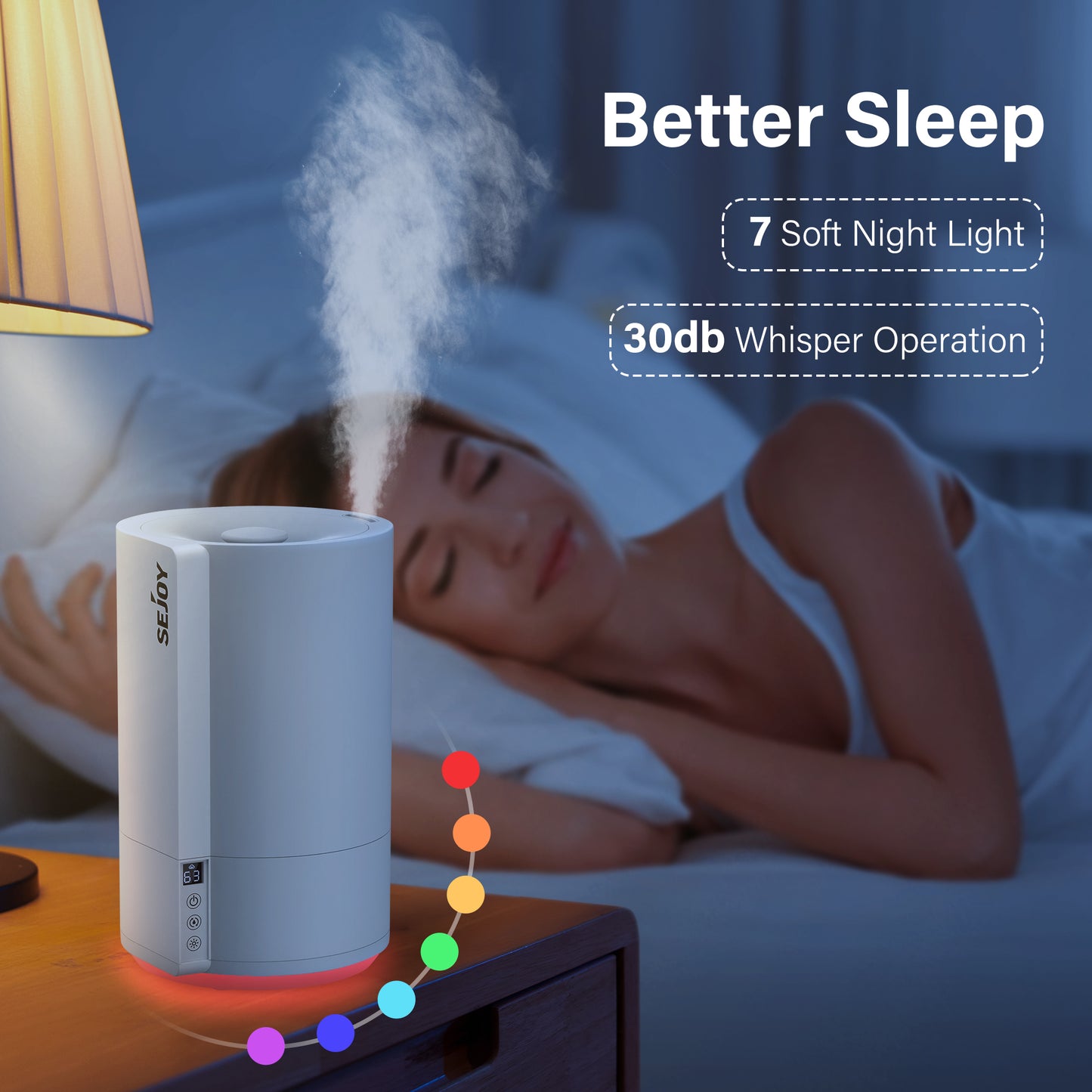 Sejoy Cool Mist Humidifier for Baby – Quiet Bedroom Air Humidifier