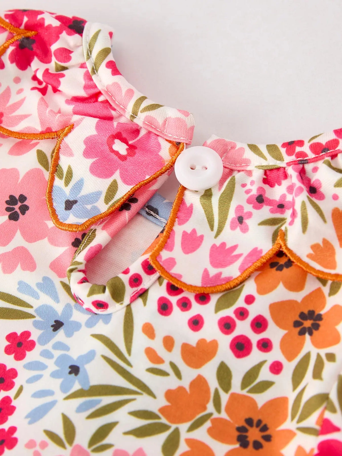 Fall Halloween & Thanksgiving Pumpkin Bow Smock Embroidered Floral Baby Girl Romper Rylee Faith Designs