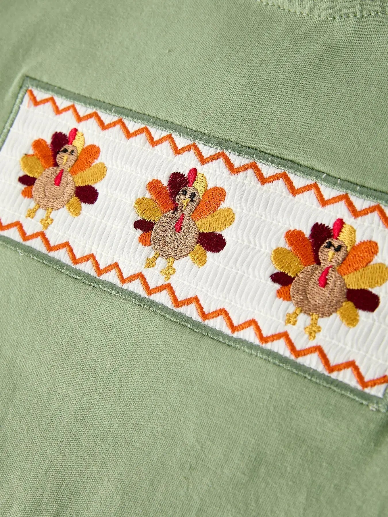 Fall Thanksgiving Chicken Smock Embroidered Green Plaid Boys 'Set Rylee Faith Designs