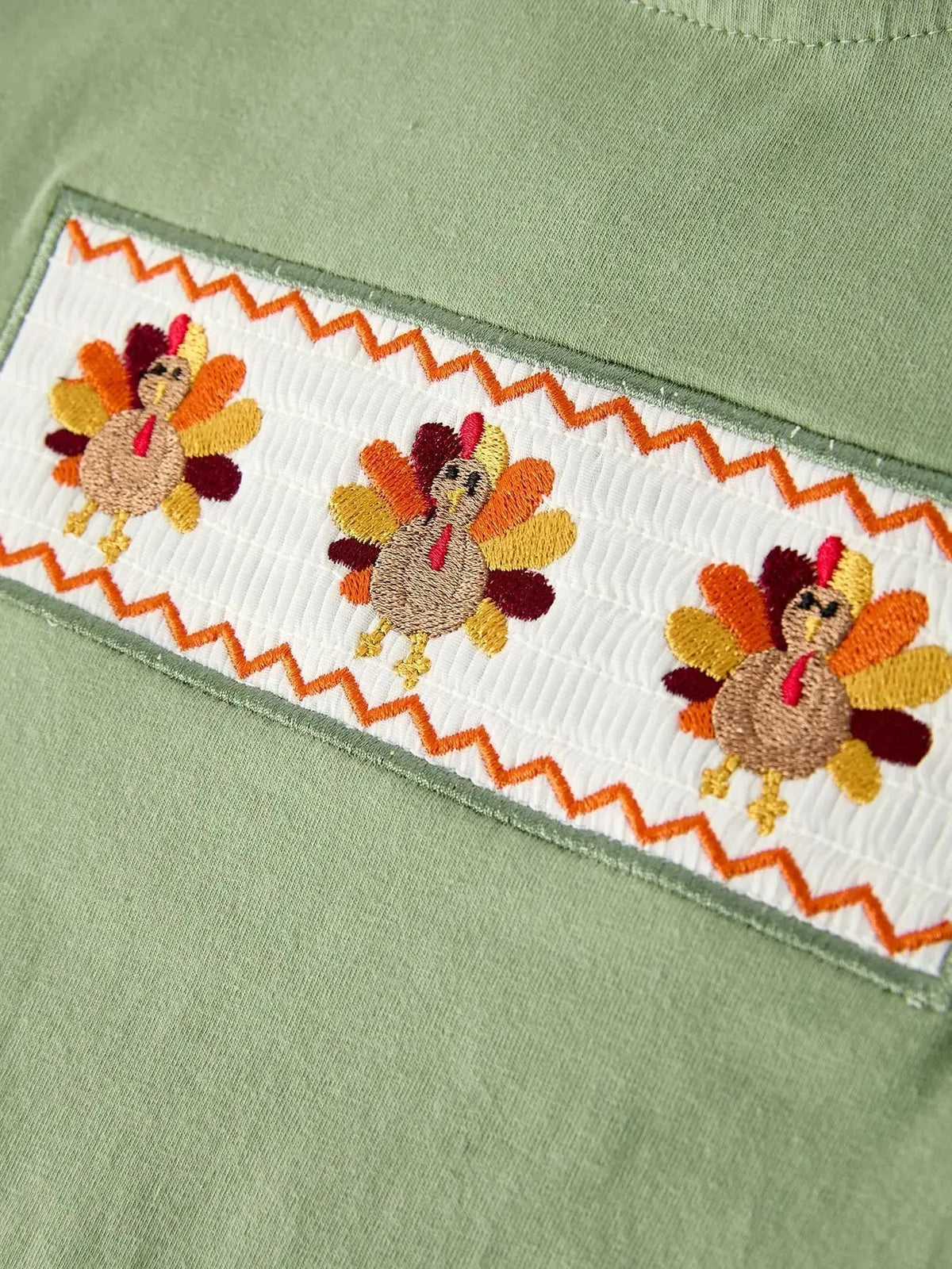 Fall Thanksgiving Chicken Smock Embroidered Green Plaid Boys 'Set Rylee Faith Designs