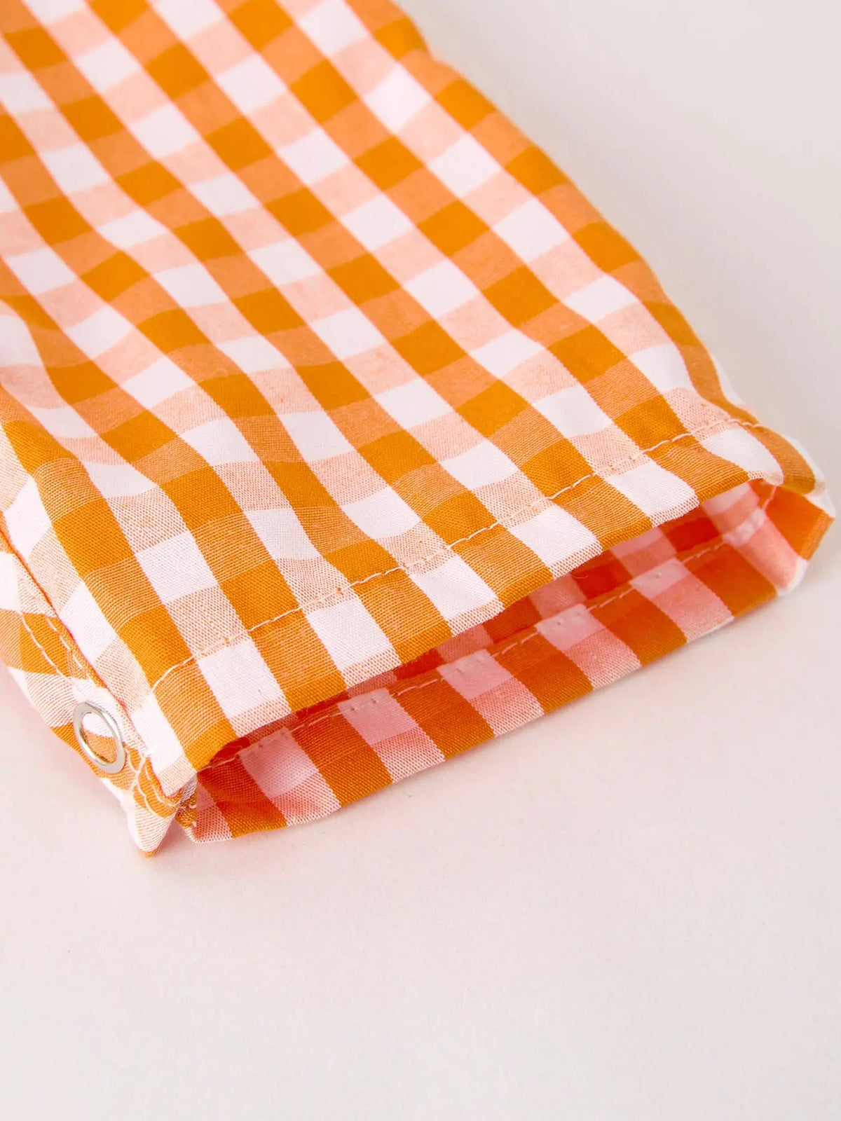 Fall Embroidered Romper for Baby Boys – Orange Checkered with Halloween Details Rylee Faith Designs