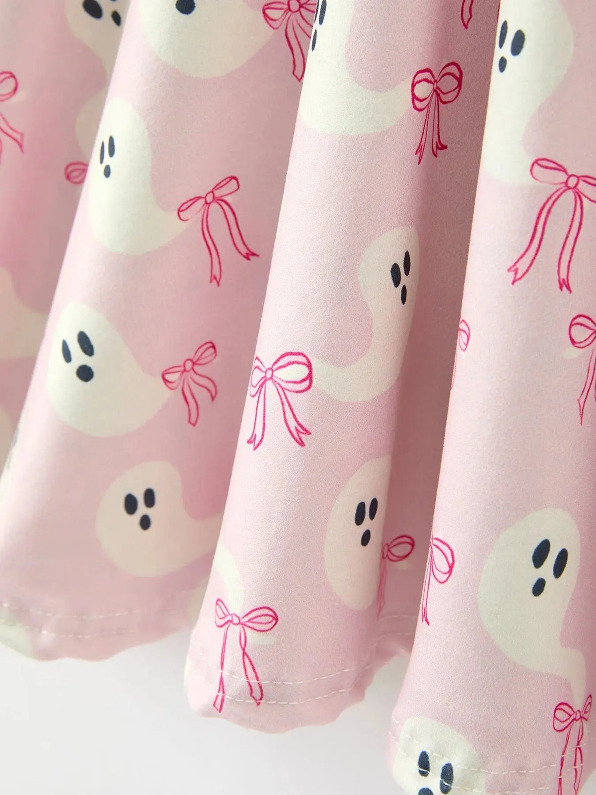 Halloween Ghost Bow Print Girls Long Sleeve Twirl Dress Rylee Faith Designs