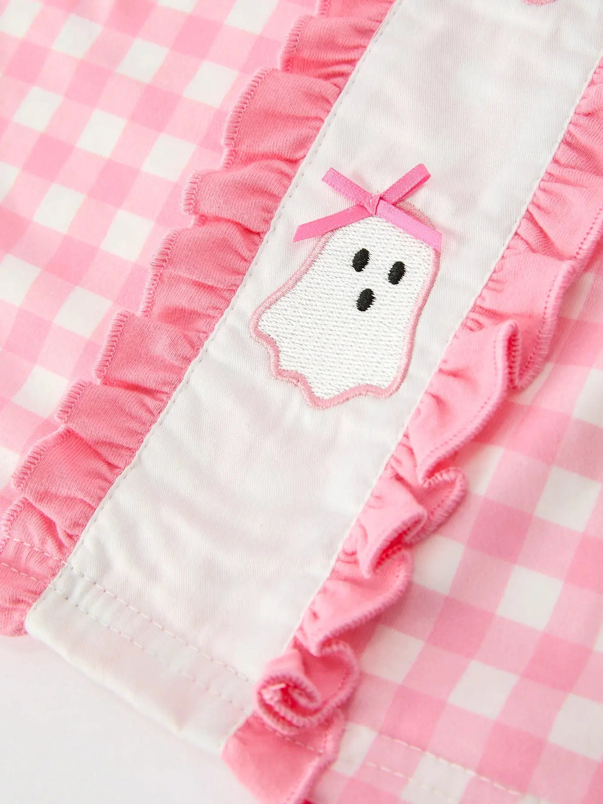 Halloween Ghost Embroidered Girls Dress Peter Pan Collar Bow