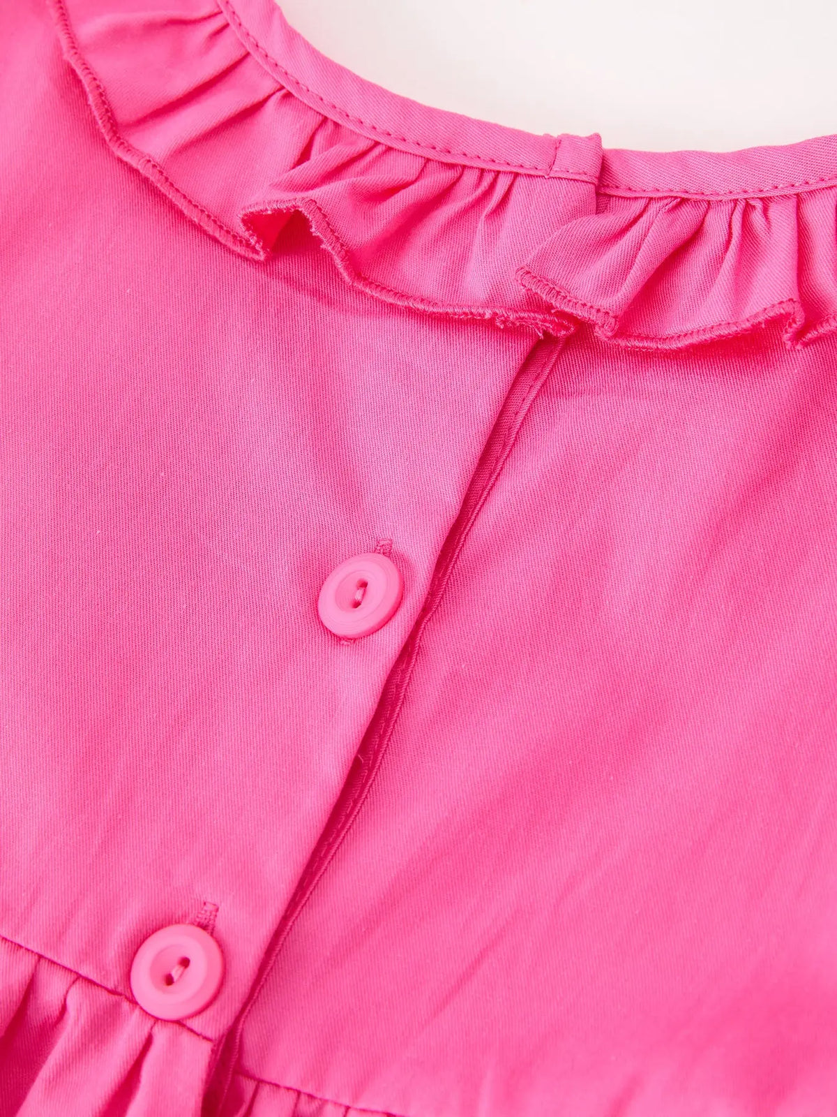 Fall Girl Hot Pink Ruffle Smocked Embroidery Dress