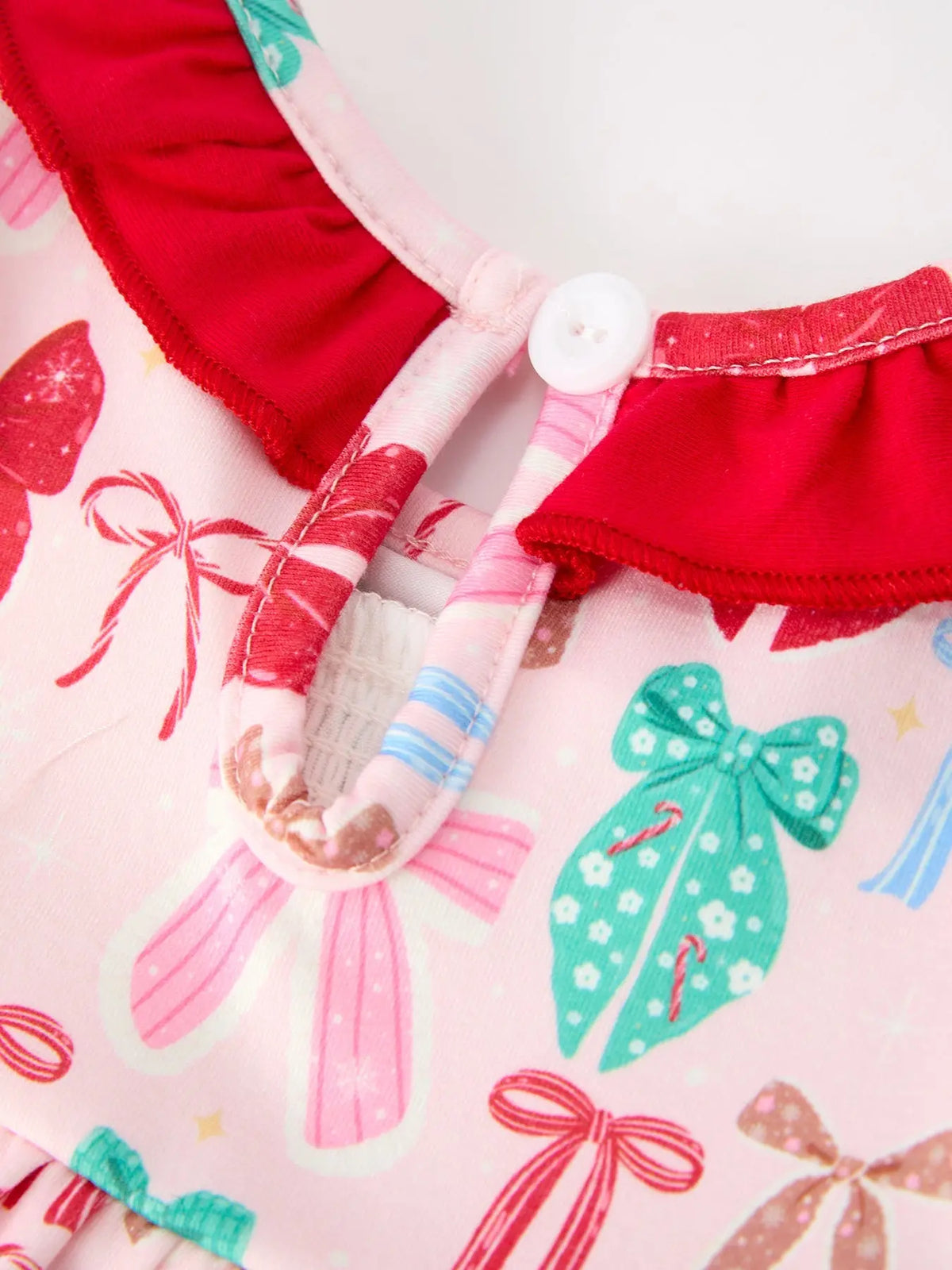 Baby Girl Christmas Smocked Bubble Romper Bow Print Rylee Faith Designs