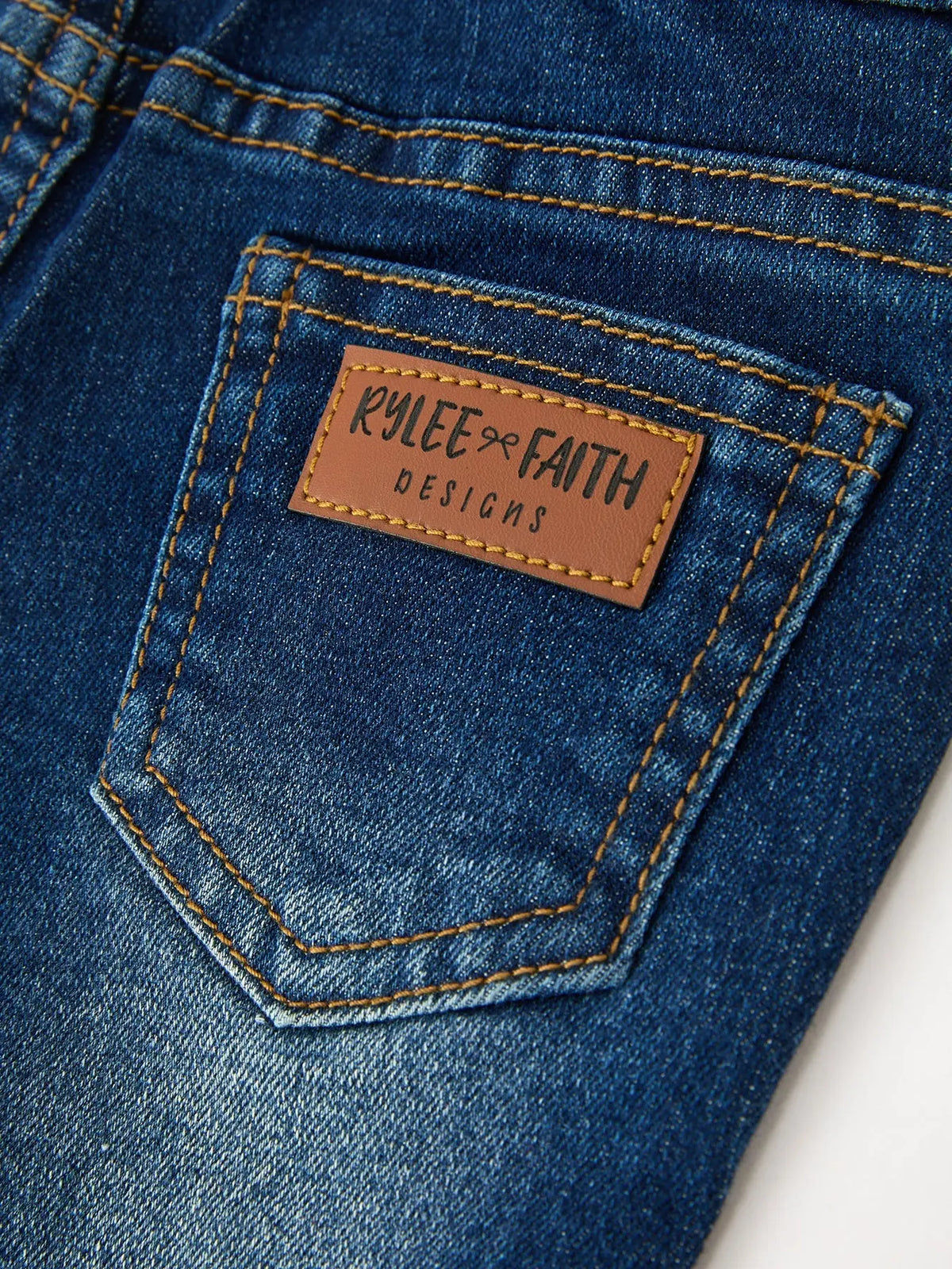 FALL Girls Floral Appliqué Denim Bell Bottom Jeans