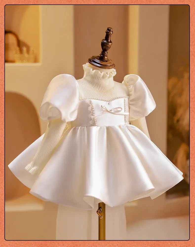 Girls summer princess wedding dress with A-line tulle skirt and lace accents – perfect flower girl outfit