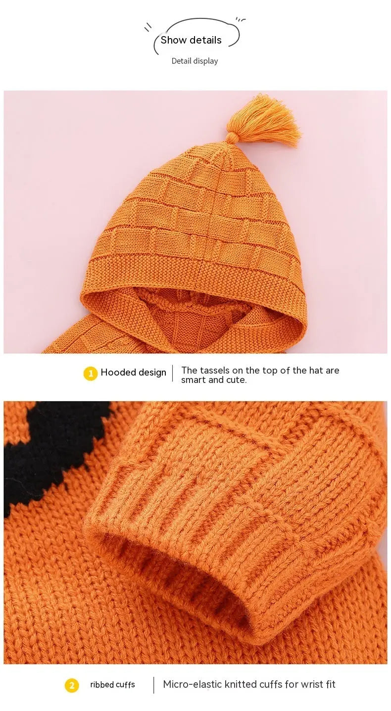 Halloween Baby Hooded Knitted Siamese Triangle Rompers Jumpsuit Baby Bumpity Boo