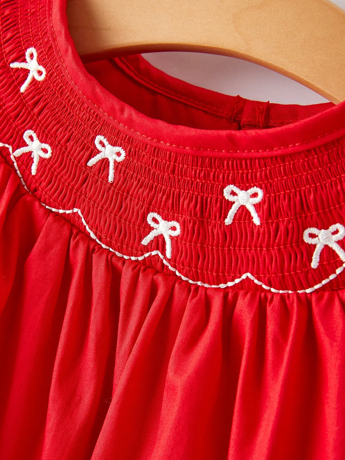 Girls Bow Smocking Embroidered Red Dress Rylee Faith Designs