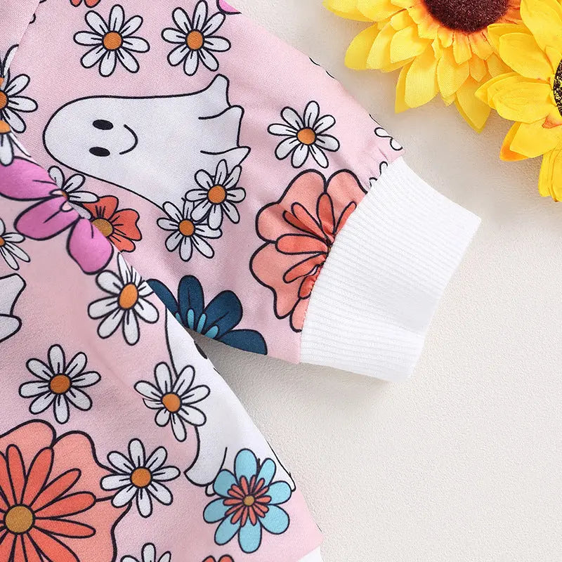 Halloween Baby Jumpsuit Flower Ghost Long-sleeve Jumpsuit Children's Jump Suit Baby Bumpity Boo