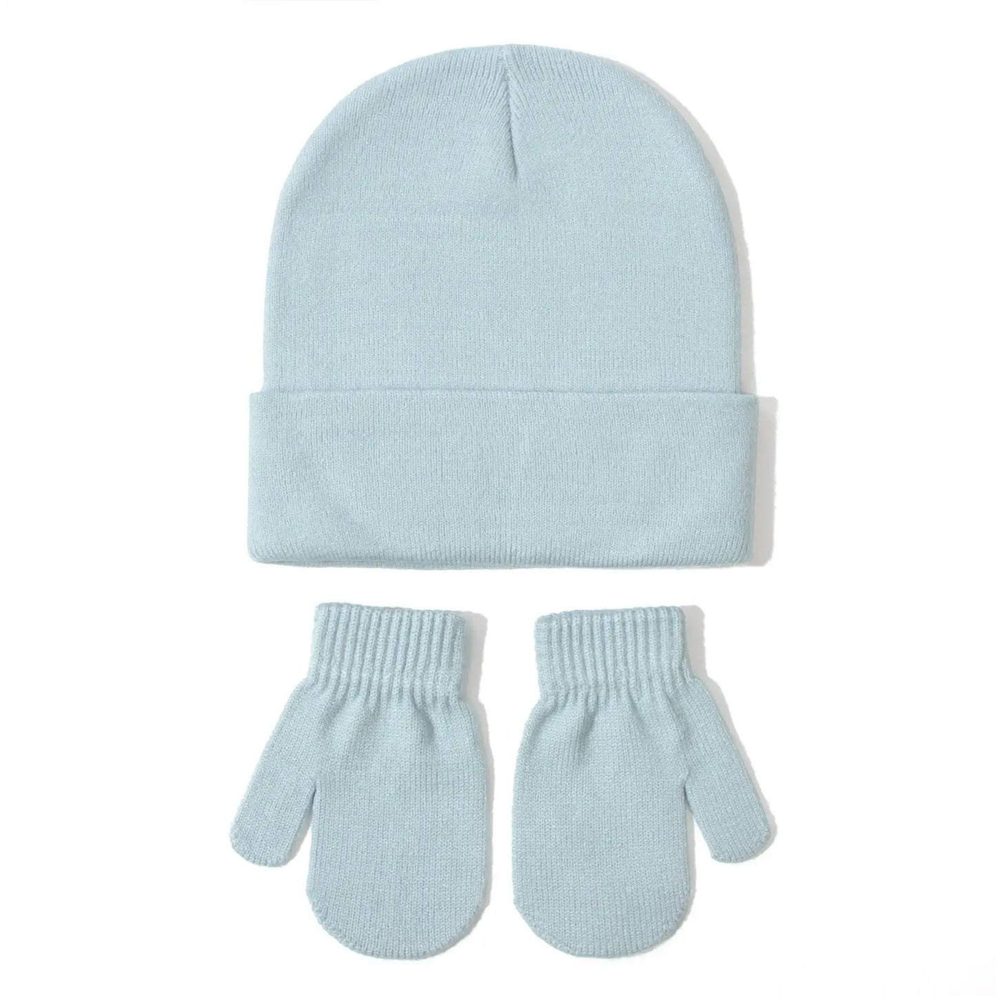 All-matching Solid Color Baby Knitted Hat Gloves Set