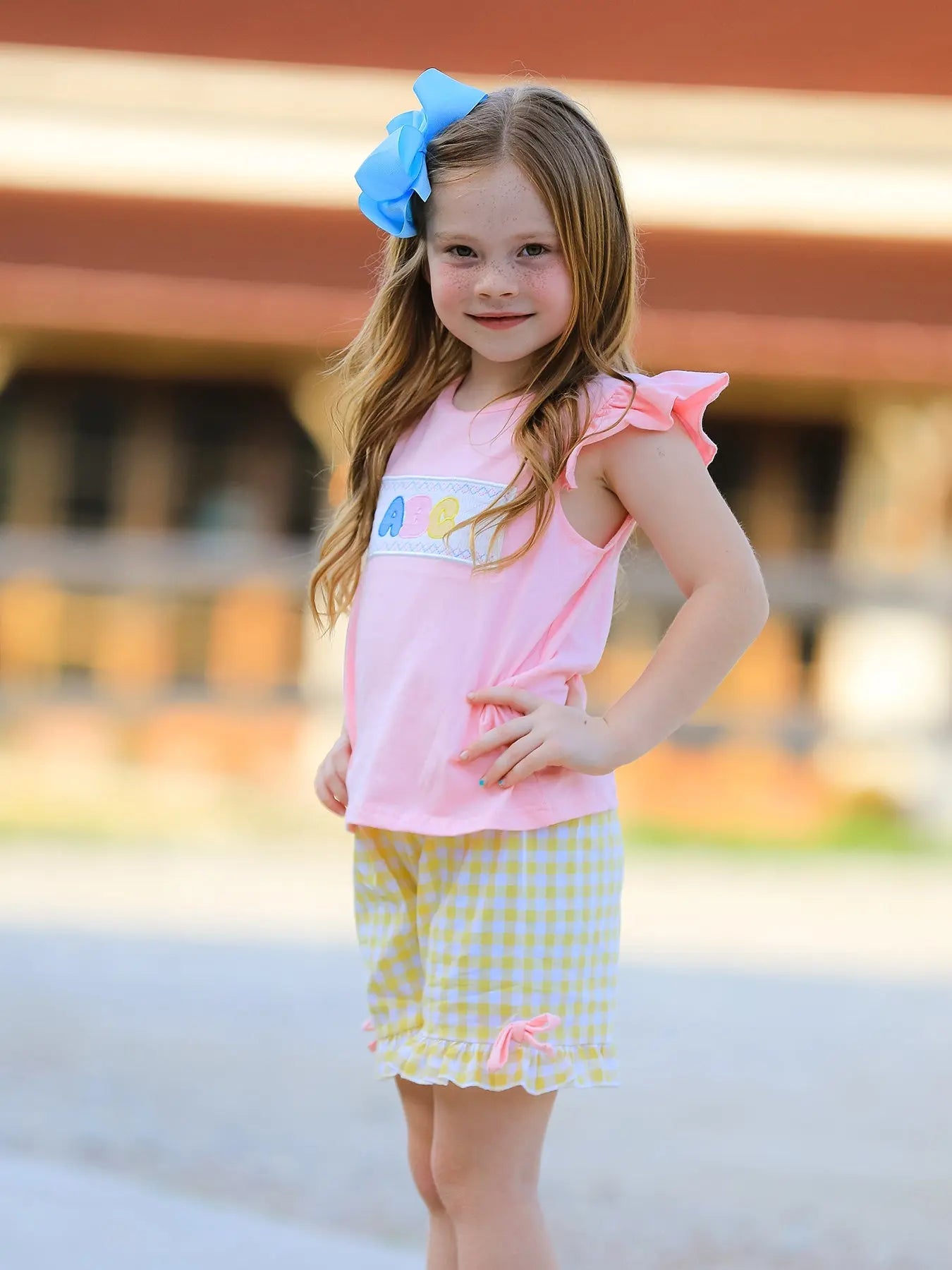 Back To School Girls "ABC" Embroidered Ruffle Set Rylee Faith Designs