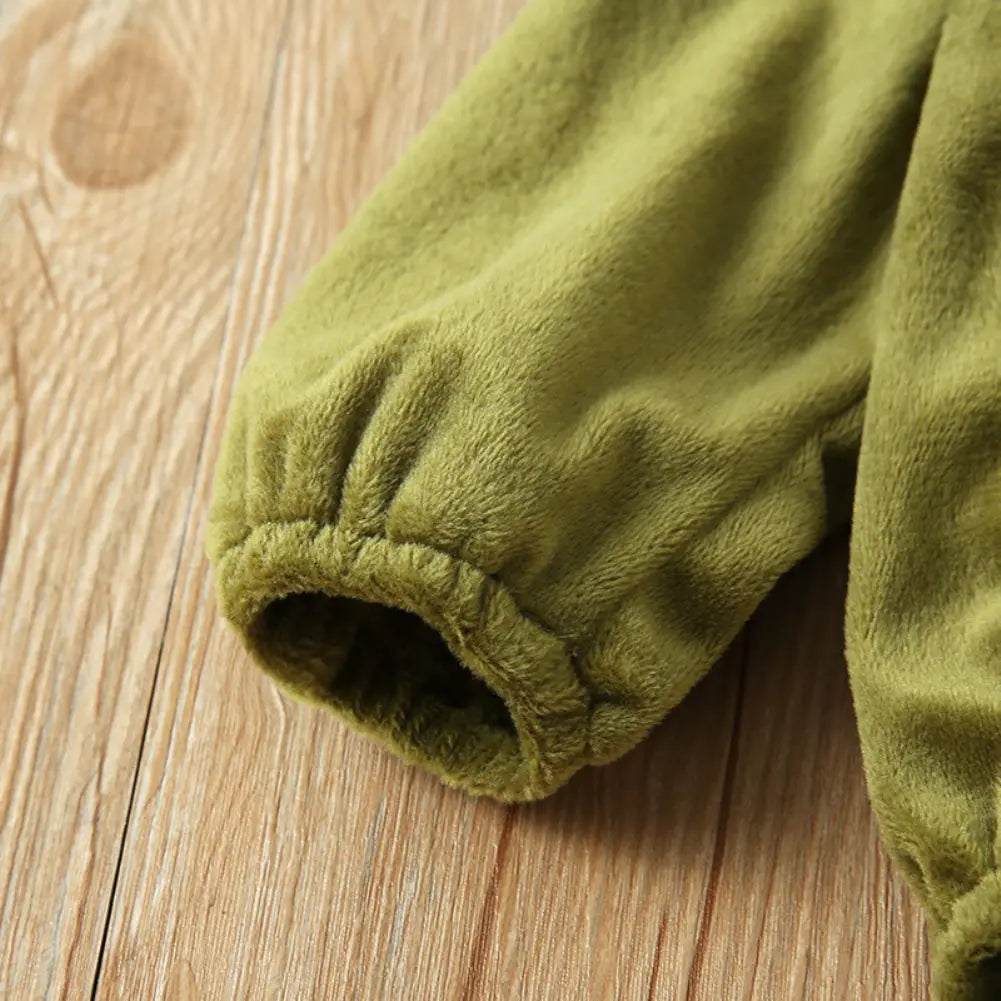 Lioraitiin 0-24M Infant Kids Baby Boy Girl Winter Warm Clothes Zippered Avocado Bodysuit Jumpsuit Overall Outfits
