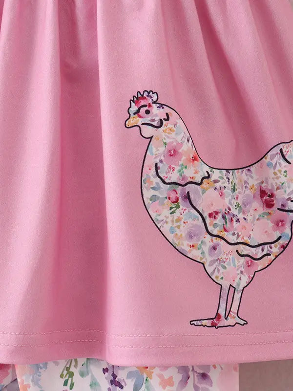 Pink Girls Farm Animals Bell Bottoms outfit Rylee Faith Designs