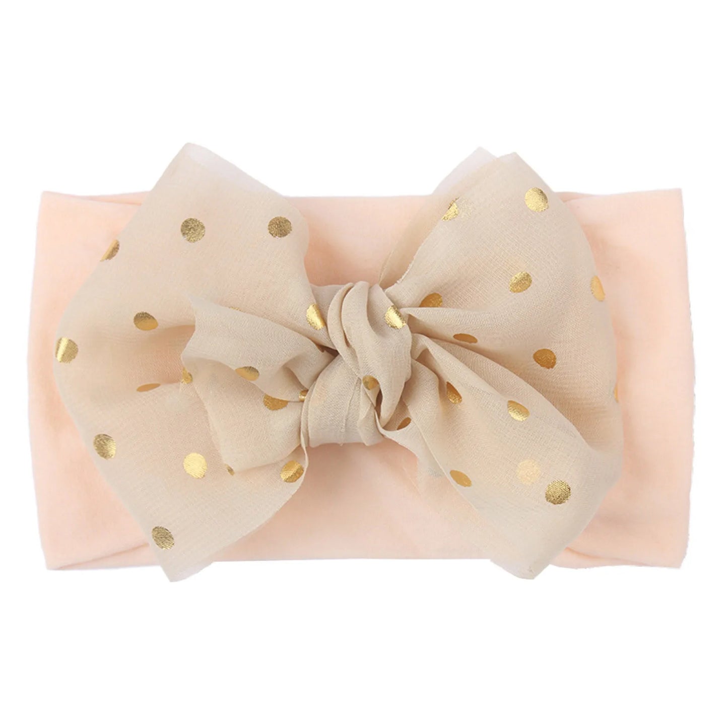 Polka-dot large bow baby headband – soft stretch turban hair accessory for infant girls