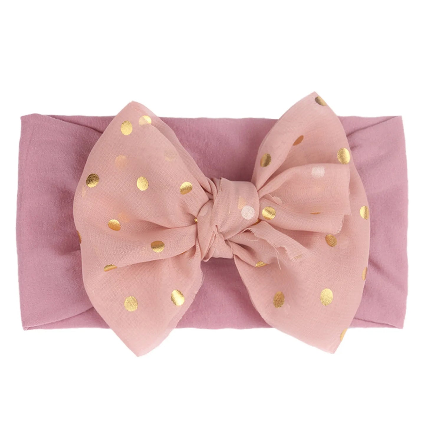 Polka-dot large bow baby headband – soft stretch turban hair accessory for infant girls