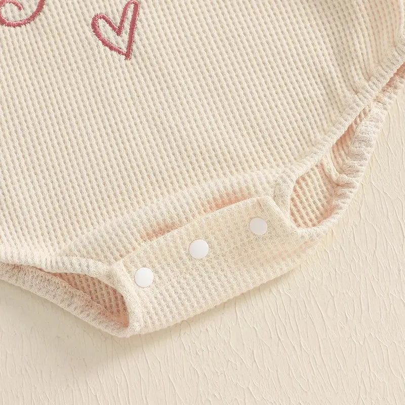 Newborn Baby Girl Clothes Long Sleeve Aunties Bestie Embroidery Romper Waffle Bodysuit Shirt Fall Outfits