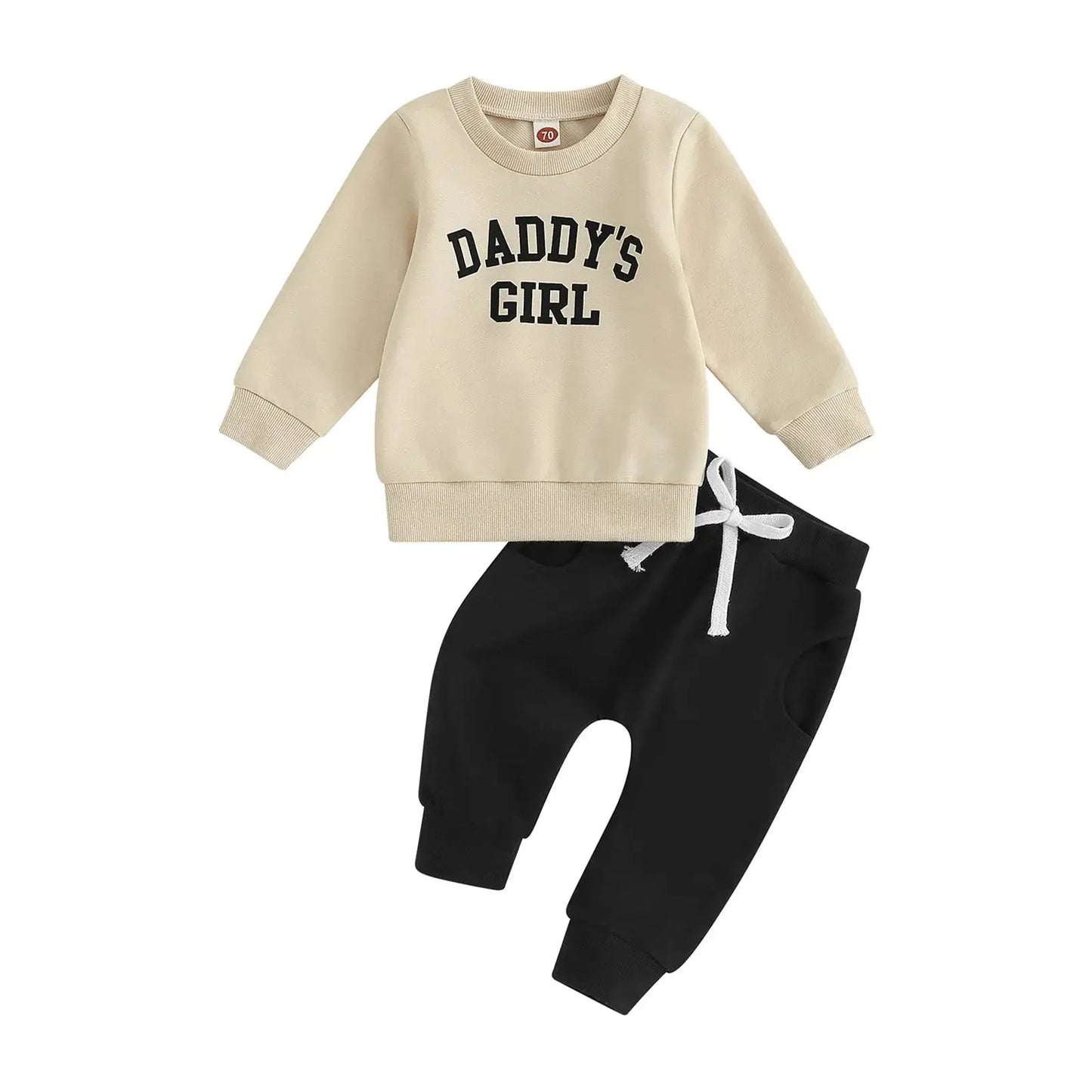 Citgeett Autumn Toddler Baby Girls Outfit Letters Print Long Sleeve Crew Neck Sweatshirt Elastic Waist Pants Fall Clothes
