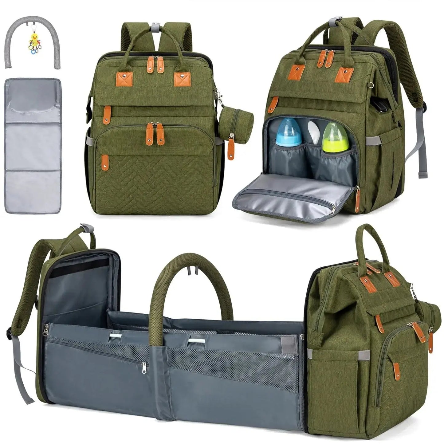 Baby Diaper Bags with Changing Station, Waterproof Large Capacity Diaper Bag Backpack for Moms Dads with USB Charging Port and Stroller Straps, Baby Shower Gifts ,Pink,Green,Blue