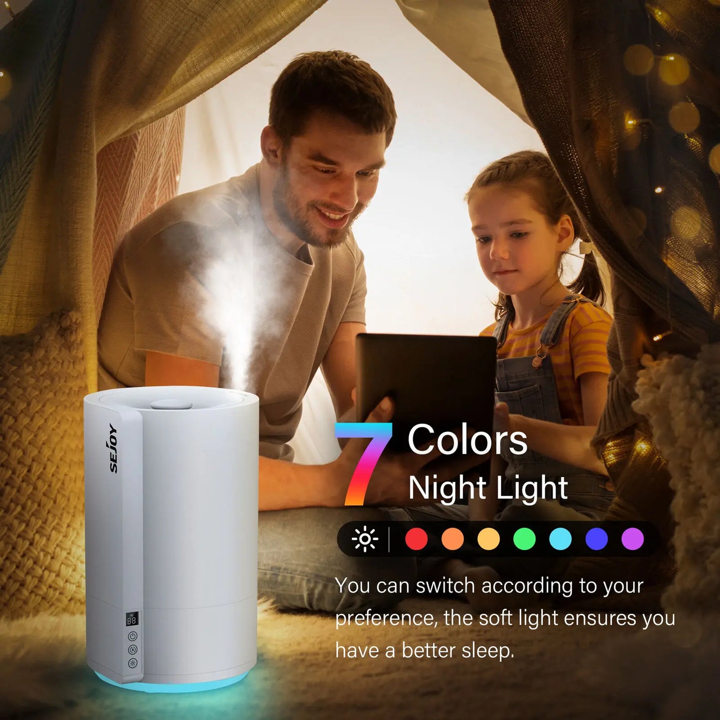 Sejoy Cool Mist Humidifier for Baby – Quiet Bedroom Air Humidifier