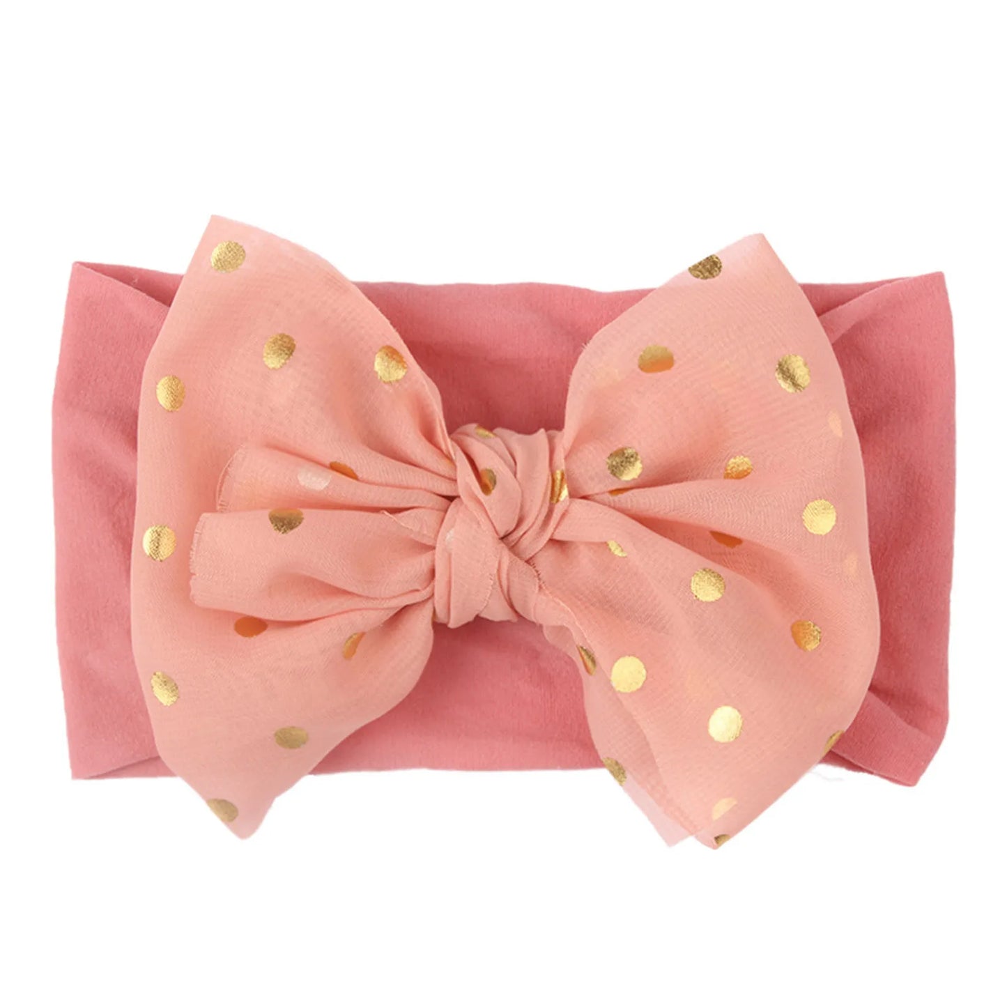 Baby Polka Dot Headband – Large Bow Infant Turban Hair Accessory