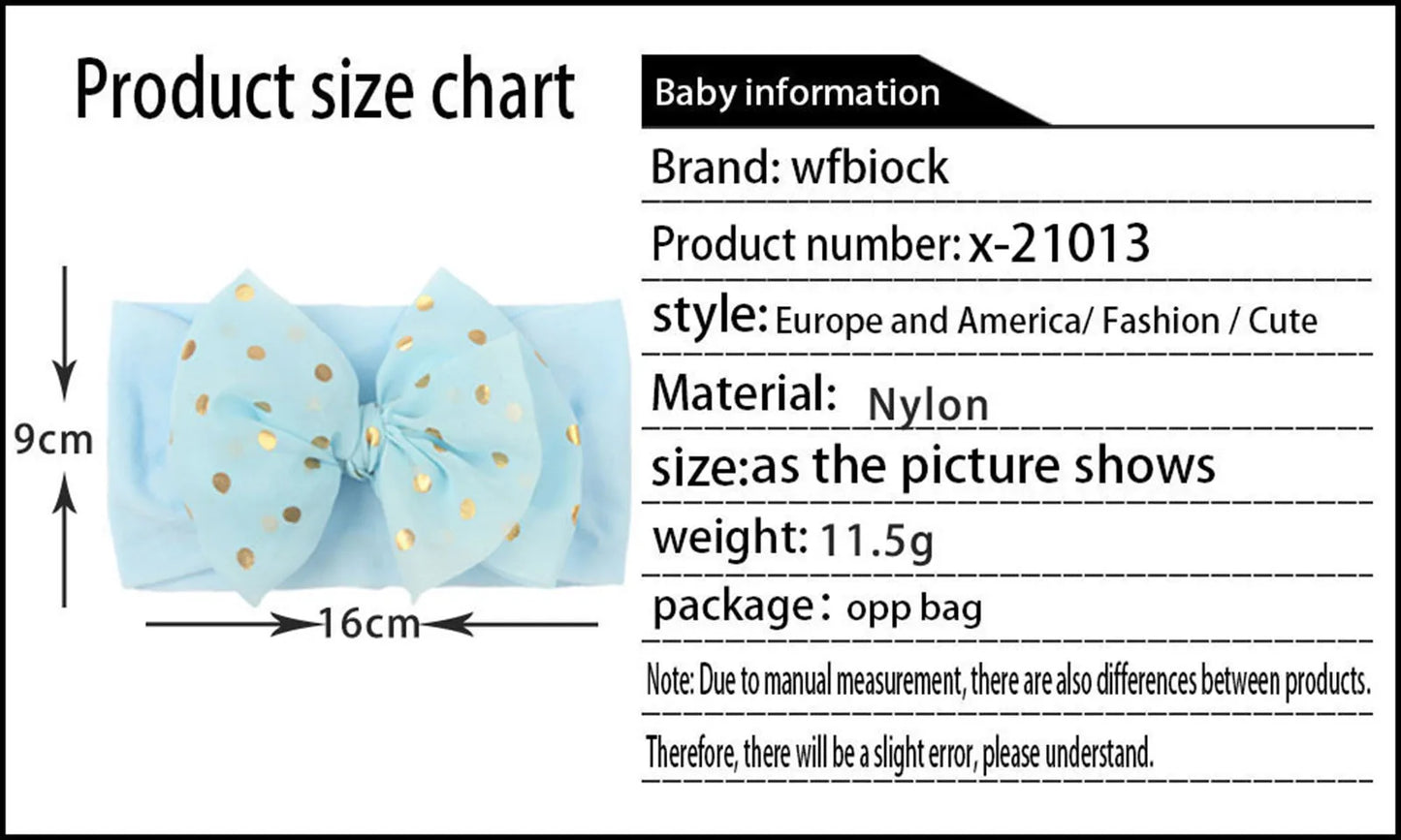Baby Dotted Headwear Infant Large Bow Girls Stretch 1pc Hairband Kids Hair Accessories Elastics Ties Hair Bows Turban Newborn
