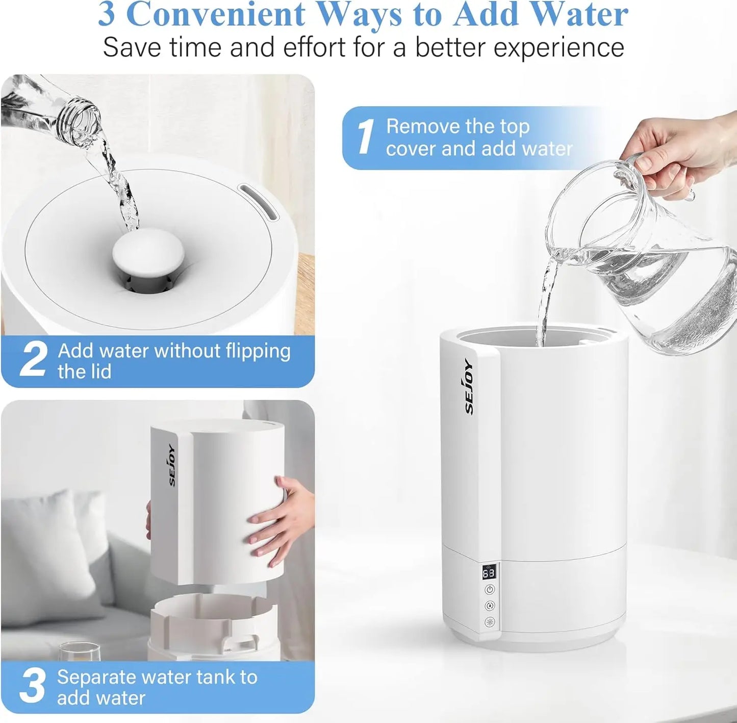 Sejoy Cool Mist Humidifier for Baby – Quiet Bedroom Air Humidifier