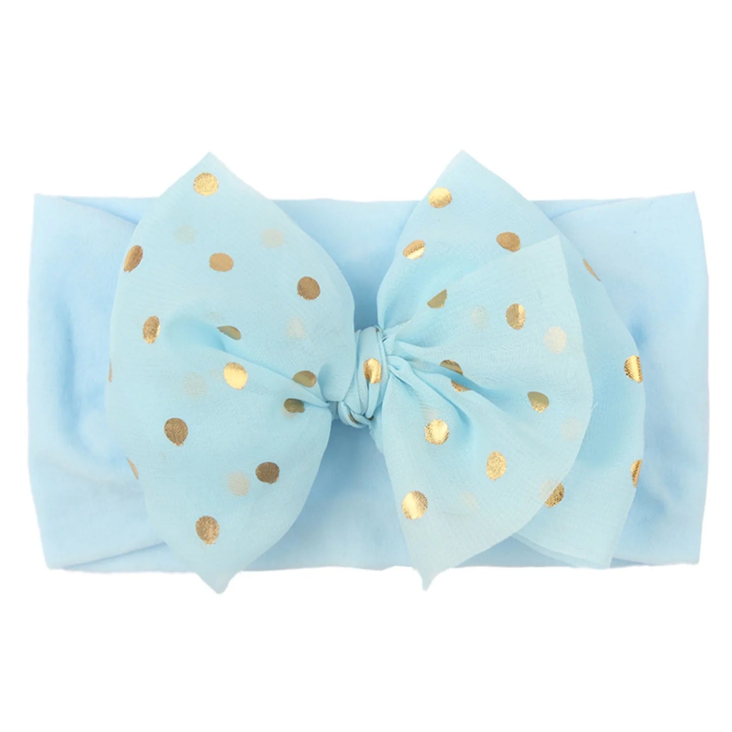 Polka-dot large bow baby headband – soft stretch turban hair accessory for infant girls