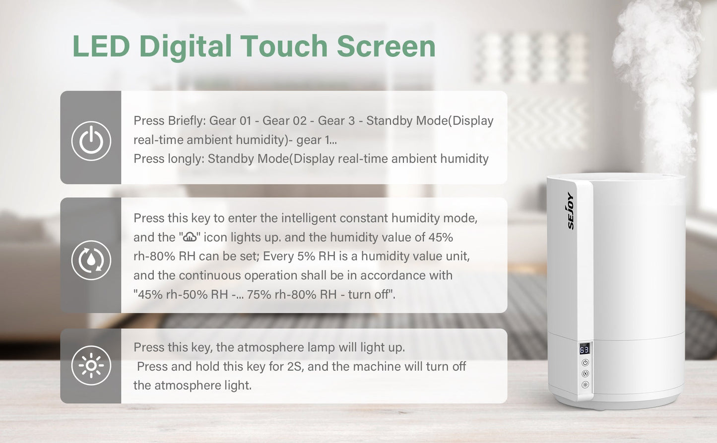 Sejoy Cool Mist Humidifier for Baby – Quiet Bedroom Air Humidifier Baby Bumpity Boo