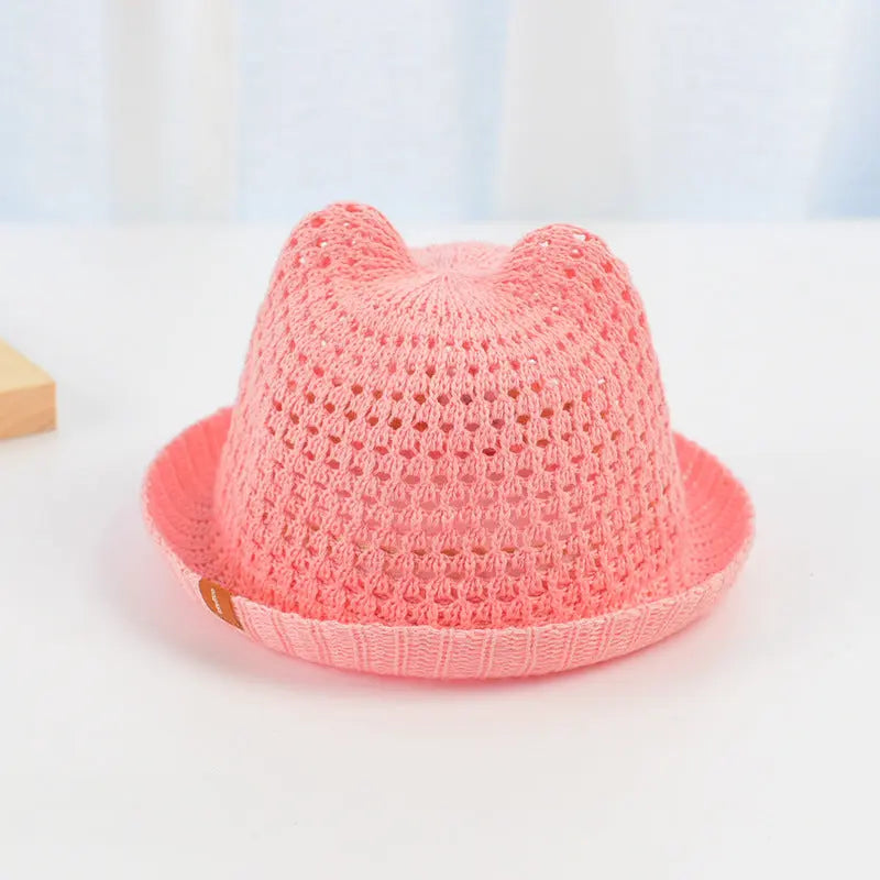 Korean style sunshade fisherman hat with breathable hollow design and windproof strap for ladies' summer sun protection