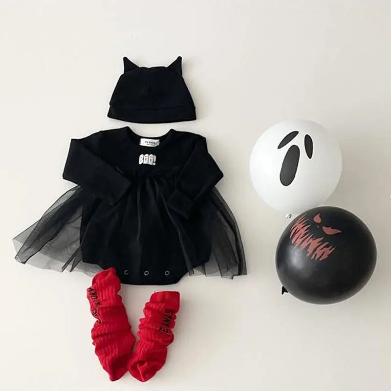 Long Sleeve Baby Crawling Suit Jumpsuit Halloween Little Ghost Print Crawling Suit Butt Wrap Clothes Baby Bumpity Boo