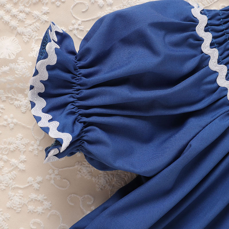 Toddler Infant Girl Christmas Santa Embroidery Short Sleeve Princess Party Dress Smocked Baby Girl Clothes