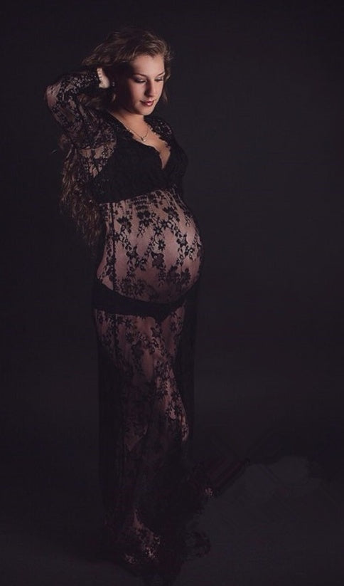 Embrace Elegance with the Sexy Perspective Lace Dress for Expecting Mothers