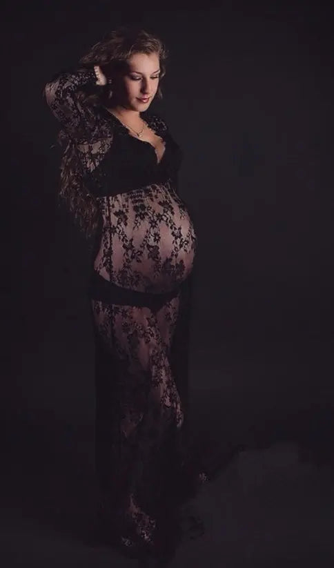 Embrace Elegance with the Sexy Perspective Lace Dress for Expecting Mothers - Baby Bumpity Boo