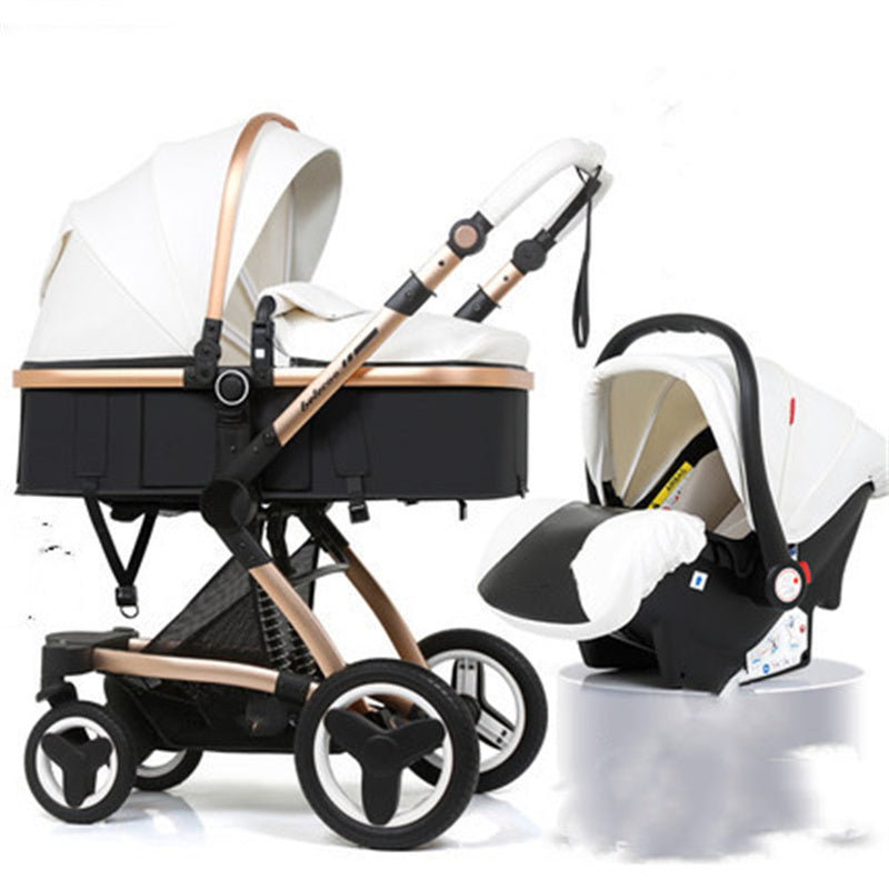 High Landscape Baby Stroller Basket Can Sit And Lie Folded