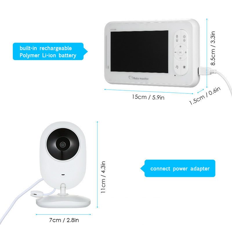 Large Screen Wireless Baby Monitor, Care Device, Music Temperature Measurement