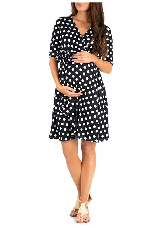 Summer New Polka Dot Printing Maternity Dress