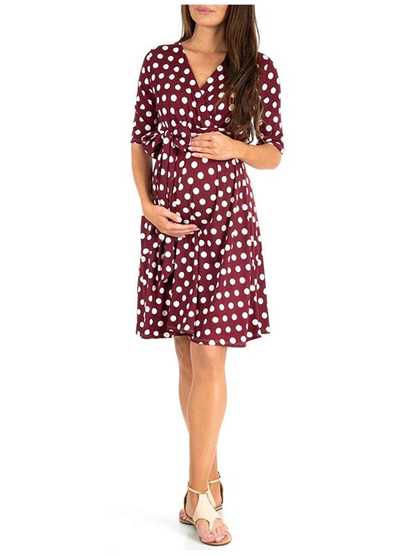 Summer New Polka Dot Printing Maternity Dress