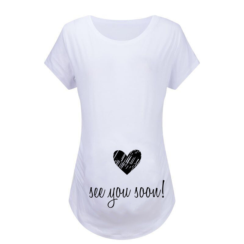 Women T-Shirt Maternity Funny Letter Tops O-Neck Pregnancy Women