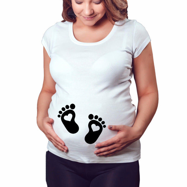 Women T-Shirt Maternity Funny Letter Tops O-Neck Pregnancy Women