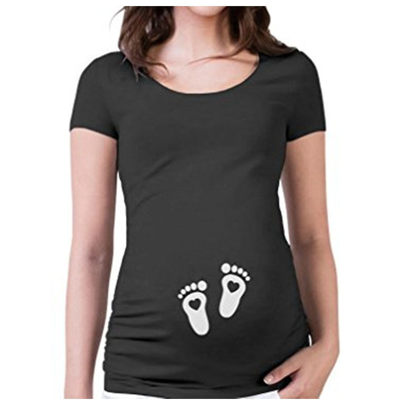 Women T-Shirt Maternity Funny Letter Tops O-Neck Pregnancy Women