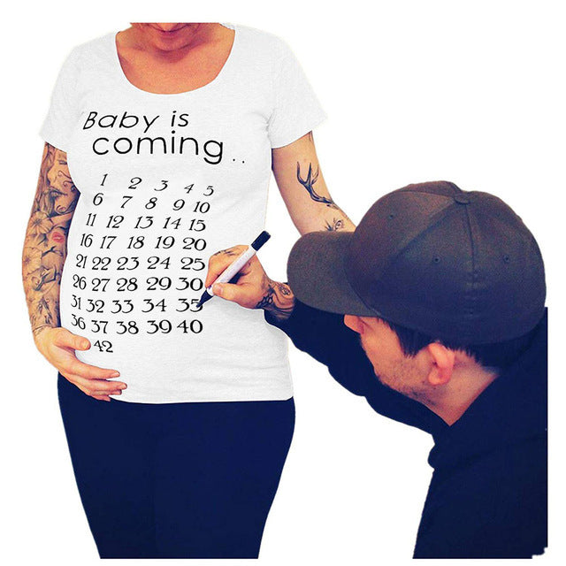 Women T-Shirt Maternity Funny Letter Tops O-Neck Pregnancy Women