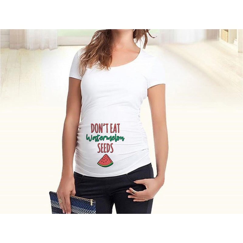 Women T-Shirt Maternity Funny Letter Tops O-Neck Pregnancy Women