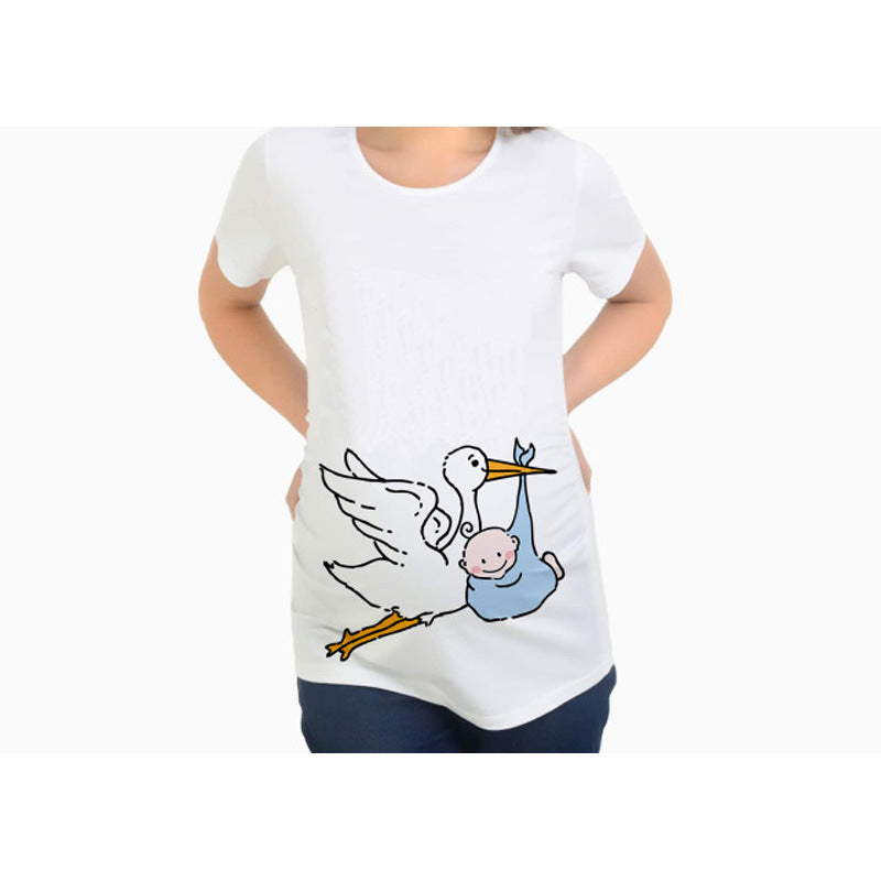 Women T-Shirt Maternity Funny Letter Tops O-Neck Pregnancy Women