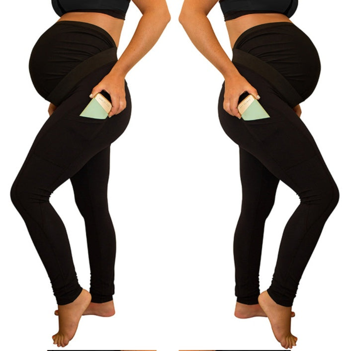 long and high waist side pocket Maternity Pants