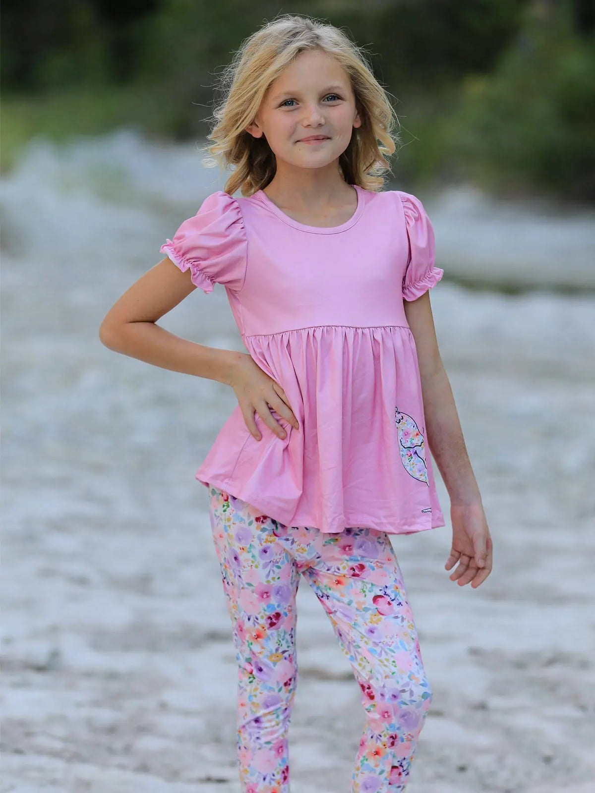 Pink Girls Farm Animals Bell Bottoms outfit Rylee Faith Designs