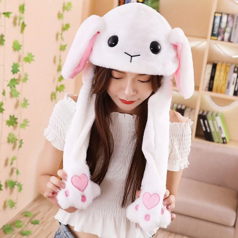 Rabbit Ear Airbag Hat: Fun Plush Toy Cap for Kids and Adults