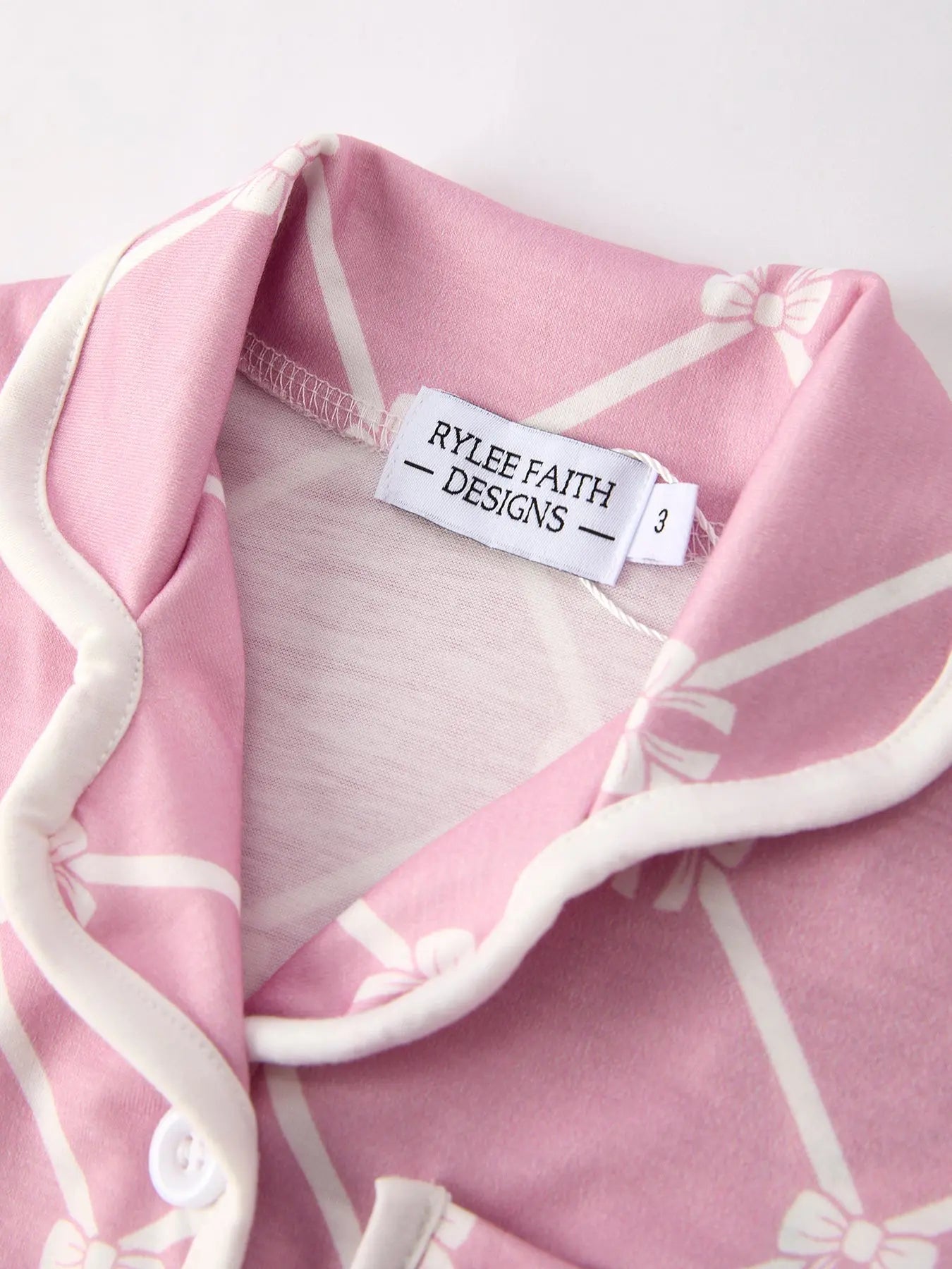 Autumn Check Bow Girls Lapel Pajamas Rylee Faith Designs