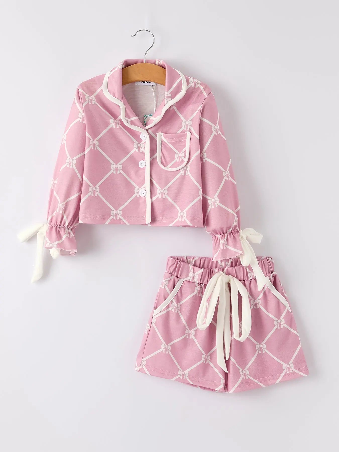 Autumn Check Bow Girls Lapel Pajamas Rylee Faith Designs
